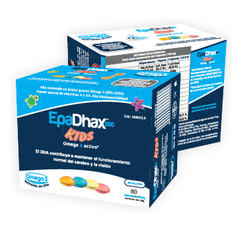 Comprar EpaDhax Kids 550 en Gran Farmacia Andorra Online EpaDhax Kids es un complemento alimenticio con un alto contenido en ácidos grasos Omega 3