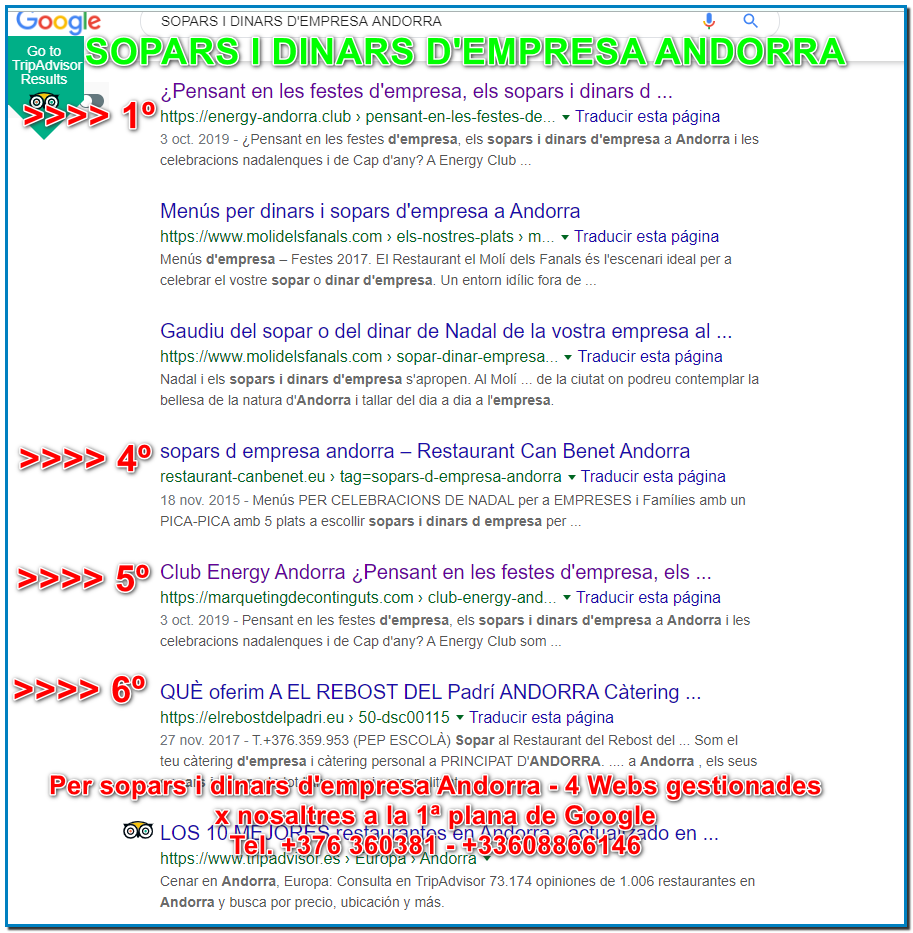 Exemple de posicionament web a Andorra per SOPARS I DINARS DE NADAL ANDORRA