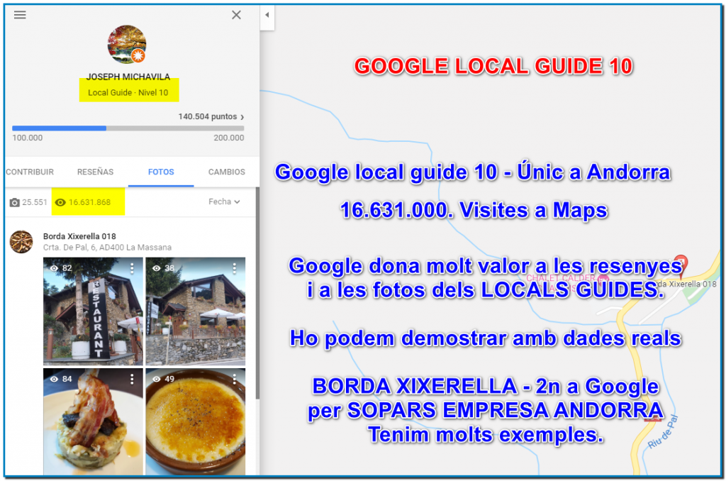Potencia el teu negoci i fes que et trobin els teus clients amb Google som els únics Google Local Guide 10 amb 16.000.000 de visites a les nostres fotos a maps.