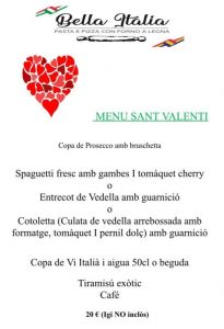 Aquest Sant Valentí sorprèn la teva parella amb un sopar romàntic a l'autèntic Restaurant Itàlia Bella Itàlia.