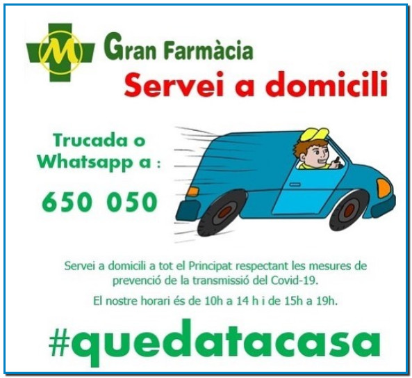 GRAN FARMÀCIA ANDORRA ONLINE SERVEI A DOMICILI – WhatsApp  T. +376 650 050