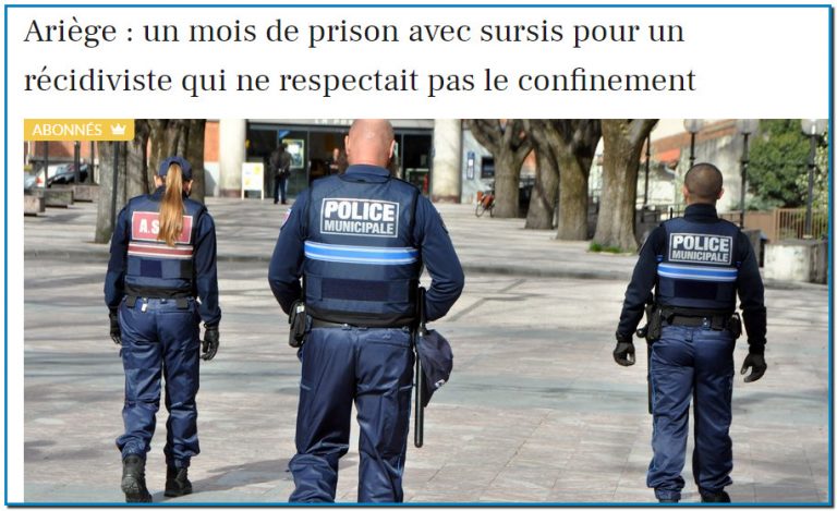 Ariège : un mois de prison avec sursis pour un récidiviste qui ne respectait pas le confinement