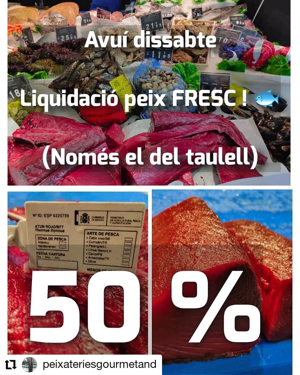 Avui dissabte 30 de Gener - 50% - Peixateries Gourmet Liquidació peix FRESC! (Només el del taulell) 50% Descompte