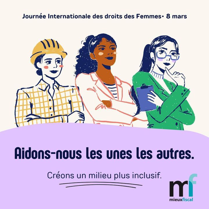 Chez Mieux Fiscal, nous sommes fiers de promouvoir un milieu inclusif où toutes les femmes peuvent de s'épanouir et de réussir. 💪🏽✨Aujourd'hui et quotidiennement, nous sommes solidaires dans la lutte pour l'égalité des droits et des opportunités pour toutes les femmes. 💜🌍Joyeuse Journée Internationale des Droits des Femmes à toutes les femmes du monde entier ! 🎉👩🏻👩🏼👩🏽👩🏾👩🏿#Femmes #DroitsDesFemmes #Inclusion #Egalité #MieuxFiscal 🌺🌟