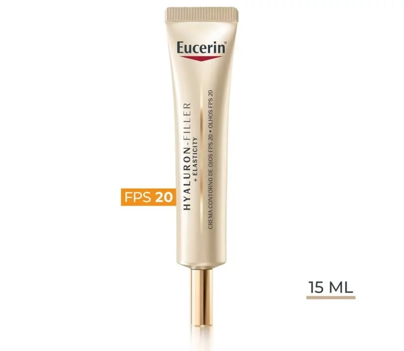 Comprar Hyaluron Filler + Elasticity contorno de ojos FPS 20 en Farmacia Central Andorra. Crema para el contorno de ojos antiedad para piel madura con protección frente a la radiación UVA y UVB. Formulada con ácido hialurónico y Collagen-Elastin Complex para aumentar la elasticidad de la piel. Indicada especialmente para atenuar los signos avanzados del envejecimiento y rellenar visiblemente las arrugas profundas con el resultado de un aspecto más fresco y revitalizado. Crema para el contorno de ojos, pieles maduras.