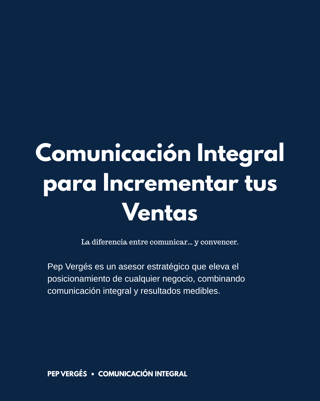 📣 PEP VERGÉS — Comunicación Integral para Empresas que Quieren Crecer

Hoy quiero que mis futuros clientes me vean como lo que realmente soy: un asesor estratégico capaz de posicionar su negocio a un nivel superior con una inversión razonable.

Mi trabajo va mucho más allá de las redes sociales. Soy especialista en comunicación integral, lenguaje no verbal, relaciones públicas, captación de grupos, organización de eventos y posicionamiento empresarial.

He sido profesor de marketing turístico, formador de equipos de venta, asesor en protocolo y crecimiento comercial de empresas como Agrícola Regional (Monasterio de Montserrat). He impartido cursos por toda España para marcas como Laboratorios Lendam, Citroën, Alfa Romeo y muchas más.

🚀 ¿Qué hago por tu empresa?

Comunicación integral para aumentar ventas

Lenguaje no verbal aplicado a negociación y atención al cliente

Relaciones públicas para atraer grupos y eventos

Posicionamiento digital en Google, redes y blogs

Gestión profesional de Google Maps

Gestión integral de Instagram y Facebook

Blogs y artículos de posicionamiento

Creación de vídeos profesionales

Backlinks desde más de 100 blogs

Atención en 4 idiomas (inglés, francés, español y catalán)

Opcional: Gestión de WhatsApp Business 24h

🏨 Para quién trabajo

Restaurantes

Hoteles

Inmobiliarias

Empresas turísticas

Negocios que ofrecen servicios a particulares

📈 Resultados reales

Más de 174.600.000 visualizaciones en Google Maps

Más de 120.000 seguidores en redes

Vídeos virales de restaurantes con 40.000, 100.000 y hasta 400.000 visualizaciones

Posicionamiento orgánico en España, Francia, Portugal y Europa

Más de 50 blogs propios para generar autoridad y backlinks

Trabajo con garantías de posicionamiento y resultados. Mi objetivo es hacer crecer tu empresa.

📞 Contacto

PEP VERGÉS 📧 contacto@pepverges.pro 📞 +376360387 📞 +33 786 56 89 01