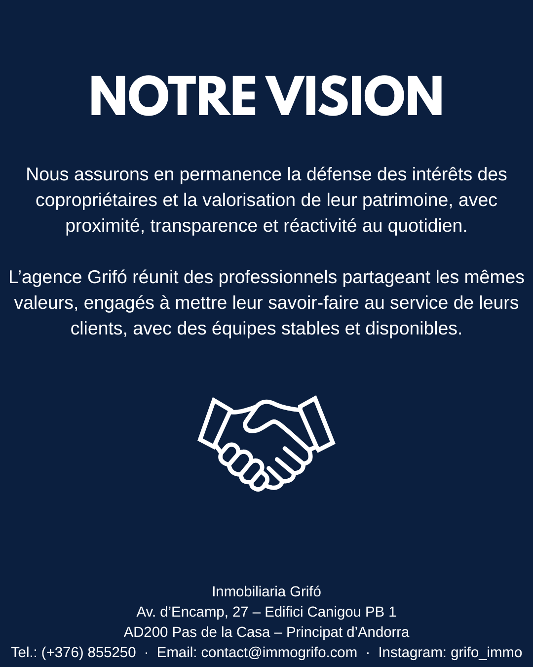 Immogrifo et GrifoVacances. Notre vision du métier de syndic de copropriété nous amène à assurer en permanence la défense des intérêts des copropriétaires, à valoriser leur patrimoine et à mettre en place une bonne gestion quotidienne de leur immeuble. Pour cela nous mettons tout en œuvre pour vous garantir proximité, transparence et réactivité. L’agence Grifo regroupe des personnes partageant les mêmes valeurs humaines et la même vision du métier. Le cœur de notre engagement est de mettre nos compétences et notre savoir-faire au service de nos clients en garantissant la meilleure qualité de service dans une agence à taille humaine. Agence immobilière spécialisée dans les métiers de syndic de copropriété, de gestion locative, de location et de transaction, l'agence GRIFO est à l’écoute de vos besoins et vous conseille dans la réalisation de votre projet immobilier. Nous veillons à conserver des équipes stables avec un volume de travail cohérent pour vous accompagner avec toute la disponibilité et le professionnalisme qui sont de rigueur. Cette lettre d’introduction ne me permettant pas de présenter lisiblement l’ensemble des prestations que nous proposons. Notamment, notre charte qualité ou nos ressources internes en matière de droit des assurances, de suivi de sinistres et de recouvrement de charges. Ou encore nos partenariats avec des acteurs locaux ou nationaux, je vous invite à consulter les rubriques détaillées ci-ensuite. Je reste à votre écoute et vous remercie pour l’intérêt que vous portez à notre société. CHARTE Article 1 : Aptitude professionnelle Nous satisfaisons aux conditions requises par la loi du 2 janvier 1970 relative aux conditions d’exercice de l’activité de syndic de copropriété, particulièrement en termes de garantie financière et carte professionnelle valide. Article 2 : Déontologie Par ailleurs, nous accomplissons notre mission dans le respect des lois et des règlements en vigueur. Article 3 : Expertise et formation Cependant, nous nous assurons de la formation continue de nos équipes dans les domaines techniques, juridiques, administratifs et comptables de l’immobilier. Article 4 : Qualité de service De plus, nous proposons une gestion d’immeubles par des gestionnaires expérimentés maîtrisant tous les aspects techniques, juridiques et comptables de l’immobilier. Article 5 : Maîtrise des charges Ainsi, nous recherchons la performance économique des budgets de nos copropriétés. L'ensemble des dépenses et des contrats de maintenance est étudié avec le conseil syndical lors de la prise de gestion d’un immeuble. Article 6 : Disponibilité Nous sommes à l’écoute des copropriétaires, par téléphone et par mail. Également sur simple rendez-vous convenu à l’avance. Chaque client dispose des coordonnées de leurs interlocuteurs dédiés. Article 7 : Efficacité et réactivité Les demandes des copropriétaires sont toutes suivies de retour, les travaux et autres décisions prises en assemblée générale sont exécutés en temps. LES PRESTATIONS Les prestations couvrent l’ensemble des aspects de l’administration, de la conservation et de l’entretien des parties communes des résidences de services. Gestion juridique De plus, nous prenons en charge l’organisation juridique de la copropriété (assemblées générales : convocations, tenue des réunions, rédaction et diffusion des procès-verbaux, enregistrements), assurons l’exécution des dispositions du règlement de copropriété et des délibérations d’assemblée générale, suivons l’évolution juridique du statut de la copropriété. Gestion des contrats Nous rédigeons et négocions l’ensemble des contrats concernant les parties communes. L’objectif étant ainsi d’assurer la conservation et la valorisation de votre patrimoine immobilier, le tout par maîtrise des charges. Gestion de la comptabilité Nous établissons la comptabilité (trésorerie, appels de provisions trimestriels, présentation annuelle des comptes, paiement des factures courantes…) Gestion et suivi des travaux De plus, nous assurons le suivi des travaux réalisés par des entreprises que nous sélectionnons avec soin. Gestion des sinistres / procédures De plus, nous assurons la gestion des sinistres multirisques ou constructeurs* auxquels nous apportons une solution rapide et efficace. De plus, nous régissons et suivons les procédures judiciaires, dans le cadre de dommages ou/et malfaçons, accompagnés par des avocats et experts spécialisés dans le bâtiment et la construction. Contactez-nous pour plus d’informations. LES SPÉCIFICITÉS Visites régulières Nous faisons des visites régulières de site avec un compte-rendu relevant les points positifs et négatifs relatifs à la résidence et à son exploitation que nous transmettons à l’ensemble des copropriétaires. Partenariats avec des entreprises nationales et des artisans locaux Des partenariats avec des entreprises nationales et des artisans locaux nous permettent d’avoir une réelle réactivité et efficacité. L’agence GRIFO négocie des contrats dits « cadres » afin d’avoir des prestations et des prix optimums (ascenseur, sécurité incendie, assurance, …). Des relations régulières et privilégiées avec les acteurs locaux font partie de nos spécificités. Partenariats avec des bureaux de contrôle et des bureaux d’études Une expertise dans la mise en jeu des garanties